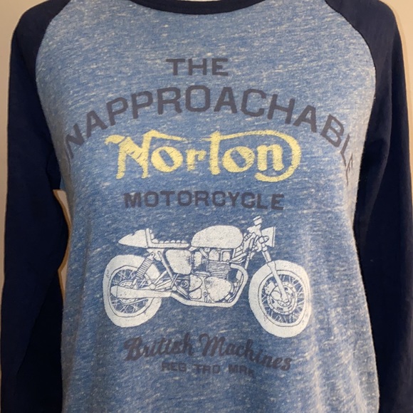 Norton by Lucky Brand Motorcycle Graphic Baseball Tee with 3/4 Sleeves - Picture 2 of 11